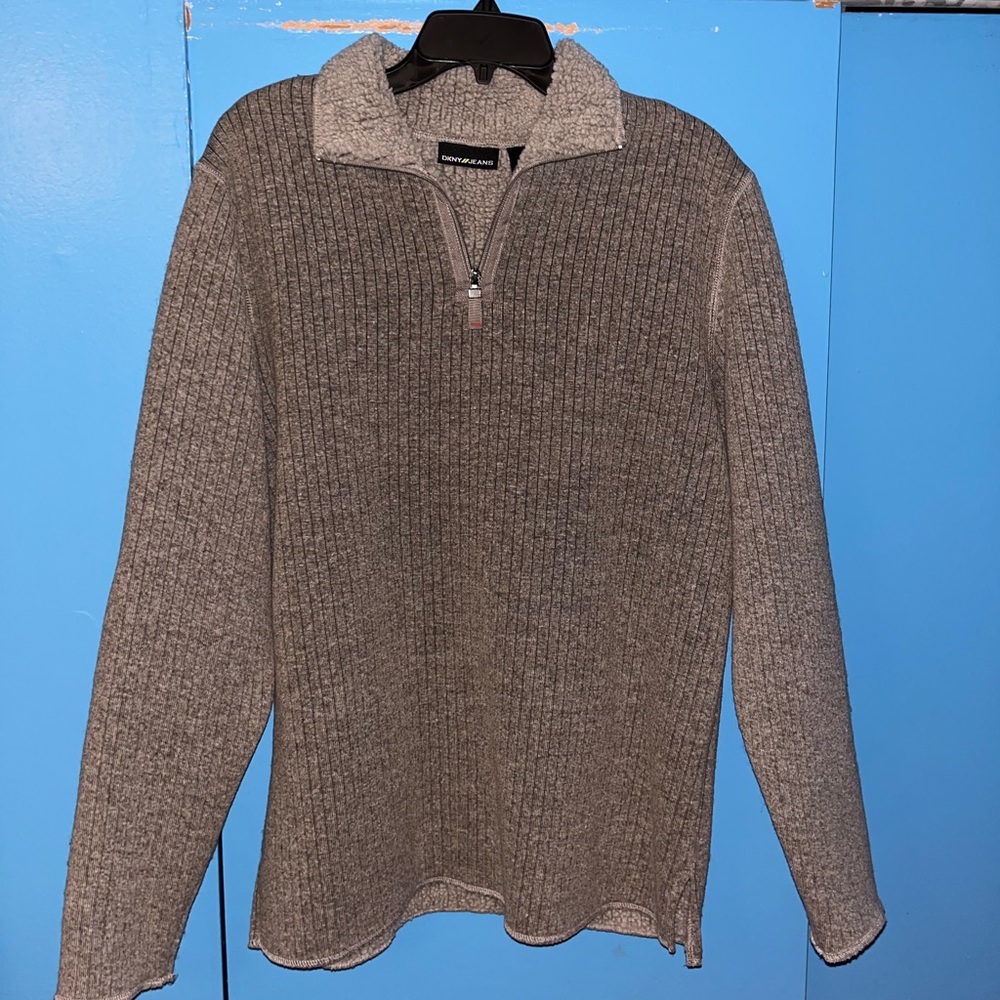Vintage DKNY Jeans Gray Half-Zip Sweater